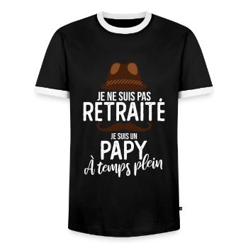Je ne suis pas Retraité je suis un Papy - T-shirt contrasté Homme - noir/blanc - Devant - AI Model Female 172 light (172cm) & AI Model Male 178 light (178cm)