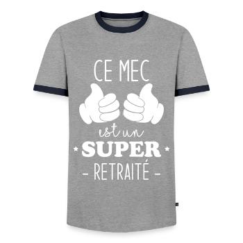 Ce Mec Est Un Super Retraité, Cadeau Pour Retraité - T-shirt contrasté Homme - gris/marine  - Devant - AI Model Female 172 light (172cm) & AI Model Male 178 light (178cm)