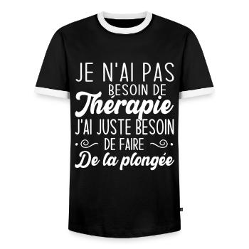 J'ai juste besoin de faire de la plongée - T-shirt contrasté Homme - noir/blanc - Devant - AI Model Female 172 light (172cm) & AI Model Male 178 light (178cm)