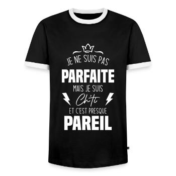Je ne suis pas parfaite mais je suis chti - T-shirt contrasté Homme - noir/blanc - Devant - AI Model Female 172 light (172cm) & AI Model Male 178 light (178cm)