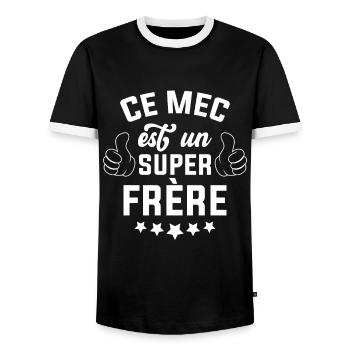 Ce mec est un super frère - T-shirt contrasté Homme - noir/blanc - Devant - AI Model Female 172 light (172cm) & AI Model Male 178 light (178cm)