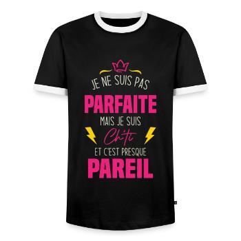 Je ne suis pas parfaite mais je suis chti - T-shirt contrasté Homme - noir/blanc - Devant - AI Model Female 172 light (172cm) & AI Model Male 178 light (178cm)