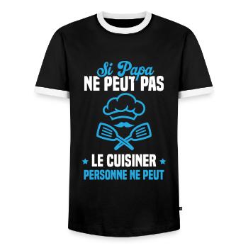 Si papa ne peut pas le cuisiner personne ne peut - T-shirt contrasté Homme - noir/blanc - Devant - AI Model Female 172 light (172cm) & AI Model Male 178 light (178cm)