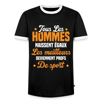 Les meilleurs hommes deviennent profs de sport - T-shirt contrasté Homme - noir/blanc - Devant - AI Model Female 172 light (172cm) & AI Model Male 178 light (178cm)