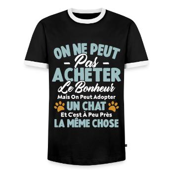 On peut adopter un chat Humour Cadeau - T-shirt contrasté Homme - noir/blanc - Devant - AI Model Female 172 light (172cm) & AI Model Male 178 light (178cm)