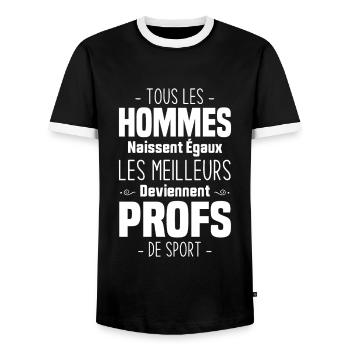 Les meilleurs hommes deviennent profs de sport - T-shirt contrasté Homme - noir/blanc - Devant - AI Model Female 172 light (172cm) & AI Model Male 178 light (178cm)