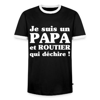 je suis un papa et routier qui déchire - T-shirt contrasté Homme - noir/blanc - Devant - AI Model Female 172 light (172cm) & AI Model Male 178 light (178cm)