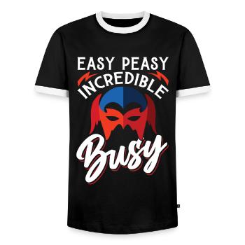 Easy Peasy Incredible Busy - Männer Kontrast-T-Shirt - Schwarz/Weiß - Vorne - AI Model Female 172 light (172cm) & AI Model Male 178 light (178cm)