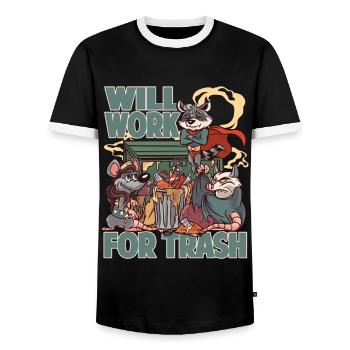 Will Work For Trash - Opossum - Superheroes - Men's Ringer Shirt - black/white - Front - AI Model Female 172 light (172cm) & AI Model Male 178 light (178cm)