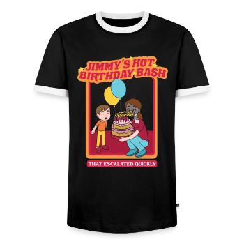 Jimmy’s Hot Birthday Bash - Cela a rapidement dégénéré - T-shirt contrasté Homme - noir/blanc - Devant - AI Model Female 172 light (172cm) & AI Model Male 178 light (178cm)