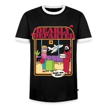 Dearly Departed - Karen - Juste à l’heure - T-shirt contrasté Homme - noir/blanc - Devant - AI Model Female 172 light (172cm) & AI Model Male 178 light (178cm)