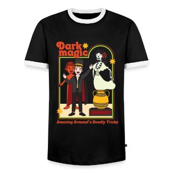 Dark Magic - Amazing Armand's Deadly Tricks - Männer Kontrast-T-Shirt - Schwarz/Weiß - Vorne - AI Model Female 172 light (172cm) & AI Model Male 178 light (178cm)