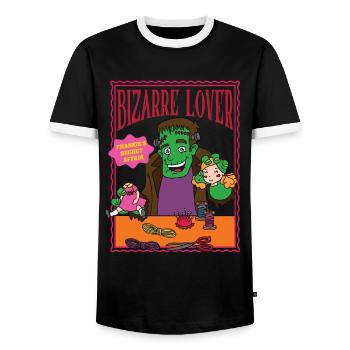 Bizarre Lover - Franky's Secret Affair - Men's Ringer Shirt - black/white - Front - AI Model Female 172 light (172cm) & AI Model Male 178 light (178cm)