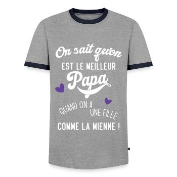 Meilleur papa quand on a une fille comme la mienne - T-shirt contrasté Homme - gris/marine  - Devant - AI Model Female 172 light (172cm) & AI Model Male 178 light (178cm)
