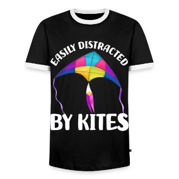 Drachensteigen Geschenke | Drachenfliegen Lassen - Männer Kontrast-T-Shirt - Schwarz/Weiß - Vorne - AI Model Female 172 light (172cm) & AI Model Male 178 light (178cm)