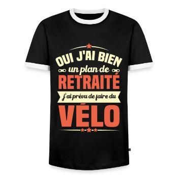 Un plan de retraite j'ai prévu de faire du vélo - T-shirt contrasté Homme - noir/blanc - Devant - AI Model Female 172 light (172cm) & AI Model Male 178 light (178cm)