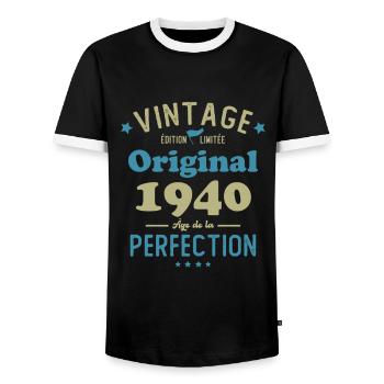 Cadeau D'anniversaire 1940 Rétro Vintage 1940 - T-shirt contrasté Homme - noir/blanc - Devant - AI Model Female 172 light (172cm) & AI Model Male 178 light (178cm)