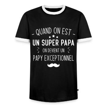 Un super papa on devient un papy exceptionnel - T-shirt contrasté Homme - noir/blanc - Devant - AI Model Female 172 light (172cm) & AI Model Male 178 light (178cm)