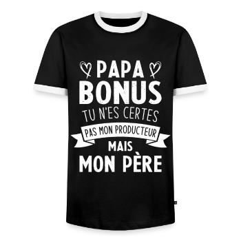 Papa bonus tu n'es certes pas mon producteur - T-shirt contrasté Homme - noir/blanc - Devant - AI Model Female 172 light (172cm) & AI Model Male 178 light (178cm)