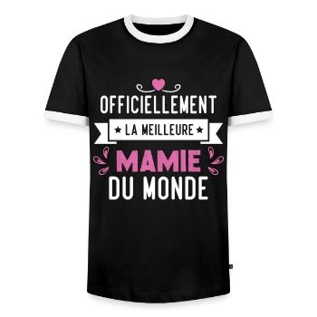 Cadeau meilleure mamie du monde grand mère - T-shirt contrasté Homme - noir/blanc - Devant - AI Model Female 172 light (172cm) & AI Model Male 178 light (178cm)