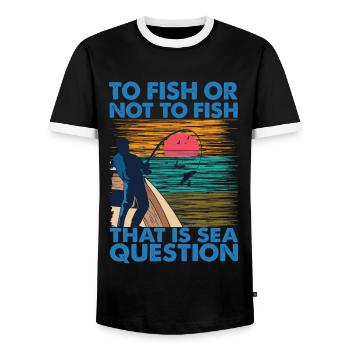 To Fish Or Not To Fish, That Is Sea Question - Men's Ringer Shirt - black/white - Front - AI Model Female 172 light (172cm) & AI Model Male 178 light (178cm)