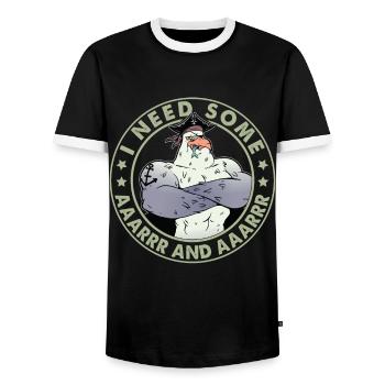 I Badly Need Some Aaarrr And Aaarrr - Pirates - Men's Ringer Shirt - black/white - Front - AI Model Female 172 light (172cm) & AI Model Male 178 light (178cm)