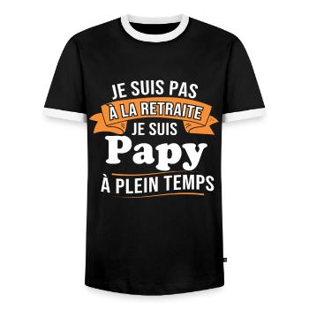 Je ne suis pas retraité je suis papy à plein temps - T-shirt contrasté Homme - noir/blanc - Devant - AI Model Female 172 light (172cm) & AI Model Male 178 light (178cm)