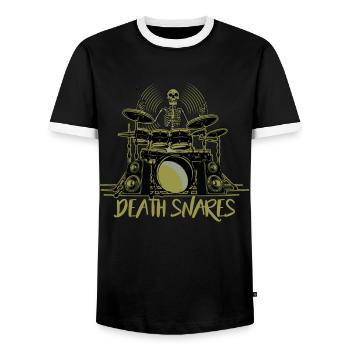 Death Snares - Musikband - Schlagzeuger - Schlagze - Männer Kontrast-T-Shirt - Schwarz/Weiß - Vorne - AI Model Female 172 light (172cm) & AI Model Male 178 light (178cm)