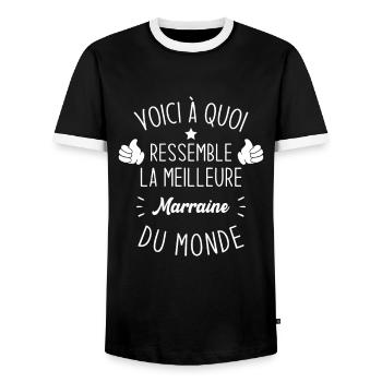 Voici à quoi ressemble la marraine parfaite - T-shirt contrasté Homme - noir/blanc - Devant - AI Model Female 172 light (172cm) & AI Model Male 178 light (178cm)