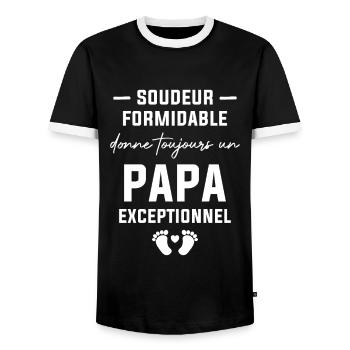Soudeur formidable et un papa exceptionnel - T-shirt contrasté Homme - noir/blanc - Devant - AI Model Female 172 light (172cm) & AI Model Male 178 light (178cm)
