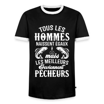 Les meilleurs hommes deviennent pêcheurs - T-shirt contrasté Homme - noir/blanc - Devant - AI Model Female 172 light (172cm) & AI Model Male 178 light (178cm)