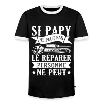 Si papy ne peut pas le réparer, personne ne peut - T-shirt contrasté Homme - noir/blanc - Devant - AI Model Female 172 light (172cm) & AI Model Male 178 light (178cm)