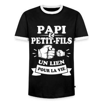 Papi et petit fils lien pour la vie - T-shirt contrasté Homme - noir/blanc - Devant - AI Model Female 172 light (172cm) & AI Model Male 178 light (178cm)