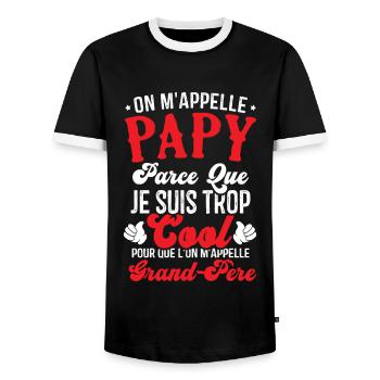 On m'appelle papy parce que je suis trop cool - T-shirt contrasté Homme - noir/blanc - Devant - AI Model Female 172 light (172cm) & AI Model Male 178 light (178cm)
