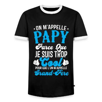 On m'appelle papy parce que je suis trop cool - T-shirt contrasté Homme - noir/blanc - Devant - AI Model Female 172 light (172cm) & AI Model Male 178 light (178cm)