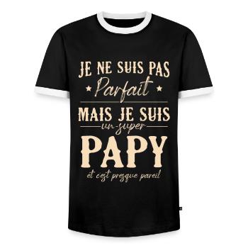 Je ne suis pas parfait mais je suis un super papy - T-shirt contrasté Homme - noir/blanc - Devant - AI Model Female 172 light (172cm) & AI Model Male 178 light (178cm)