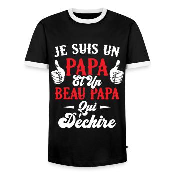 Je suis un papa et un beau papa qui déchire - T-shirt contrasté Homme - noir/blanc - Devant - AI Model Female 172 light (172cm) & AI Model Male 178 light (178cm)