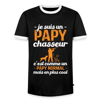 Je suis un papy chasseur comme un papy normal - T-shirt contrasté Homme - noir/blanc - Devant - AI Model Female 172 light (172cm) & AI Model Male 178 light (178cm)