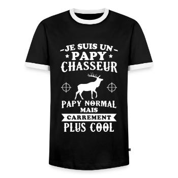 Je suis un papy chasseur comme un papy normal - T-shirt contrasté Homme - noir/blanc - Devant - AI Model Female 172 light (172cm) & AI Model Male 178 light (178cm)
