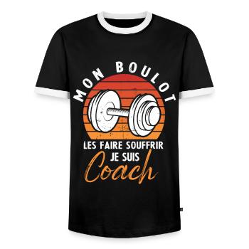 Mon boulot les faire souffrir je suis coach - T-shirt contrasté Homme - noir/blanc - Devant - AI Model Female 172 light (172cm) & AI Model Male 178 light (178cm)