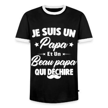 je suis un papa et beau-papa qui déchire - T-shirt contrasté Homme - noir/blanc - Devant - AI Model Female 172 light (172cm) & AI Model Male 178 light (178cm)