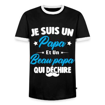 je suis un papa et beau-papa qui déchire - T-shirt contrasté Homme - noir/blanc - Devant - AI Model Female 172 light (172cm) & AI Model Male 178 light (178cm)