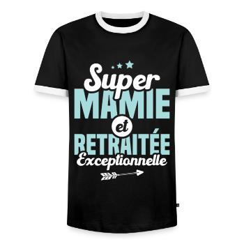Super mamie et retraitée exceptionnelle - T-shirt contrasté Homme - noir/blanc - Devant - AI Model Female 172 light (172cm) & AI Model Male 178 light (178cm)