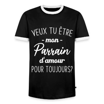 Veux Tu Être Mon Parrain d'amour pour toujours - T-shirt contrasté Homme - noir/blanc - Devant - AI Model Female 172 light (172cm) & AI Model Male 178 light (178cm)