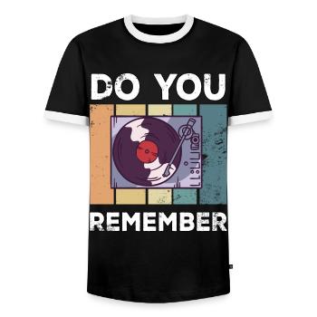 Vinyl Vintage Retro Schallplatte Plattenspieler - Männer Kontrast-T-Shirt - Schwarz/Weiß - Vorne - AI Model Female 172 light (172cm) & AI Model Male 178 light (178cm)