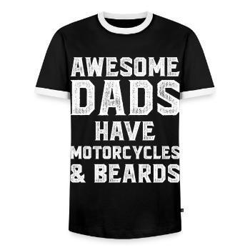 Awesome Dads Have Motorcycles And Beards - Men's Ringer Shirt - black/white - Front - AI Model Female 172 light (172cm) & AI Model Male 178 light (178cm)