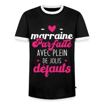 Marraine parfaite avec plein de jolis défauts - T-shirt contrasté Homme - noir/blanc - Devant - AI Model Female 172 light (172cm) & AI Model Male 178 light (178cm)