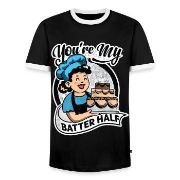 You're My Batter Half - Torte - Backen - Bäcker - Männer Kontrast-T-Shirt - Schwarz/Weiß - Vorne - AI Model Female 172 light (172cm) & AI Model Male 178 light (178cm)