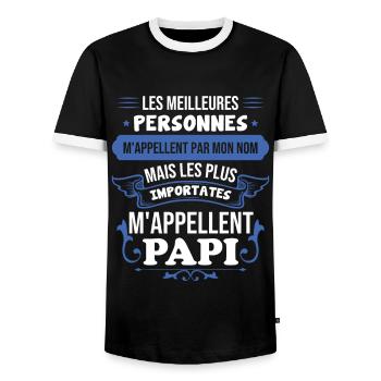 Importantes personnes m'appellent papi - T-shirt contrasté Homme - noir/blanc - Devant - AI Model Female 172 light (172cm) & AI Model Male 178 light (178cm)