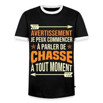 Je Peux Commencer À Parler De Chasse À Tout Moment - T-shirt contrasté Homme - noir/blanc - Devant - AI Model Female 172 light (172cm) & AI Model Male 178 light (178cm)
